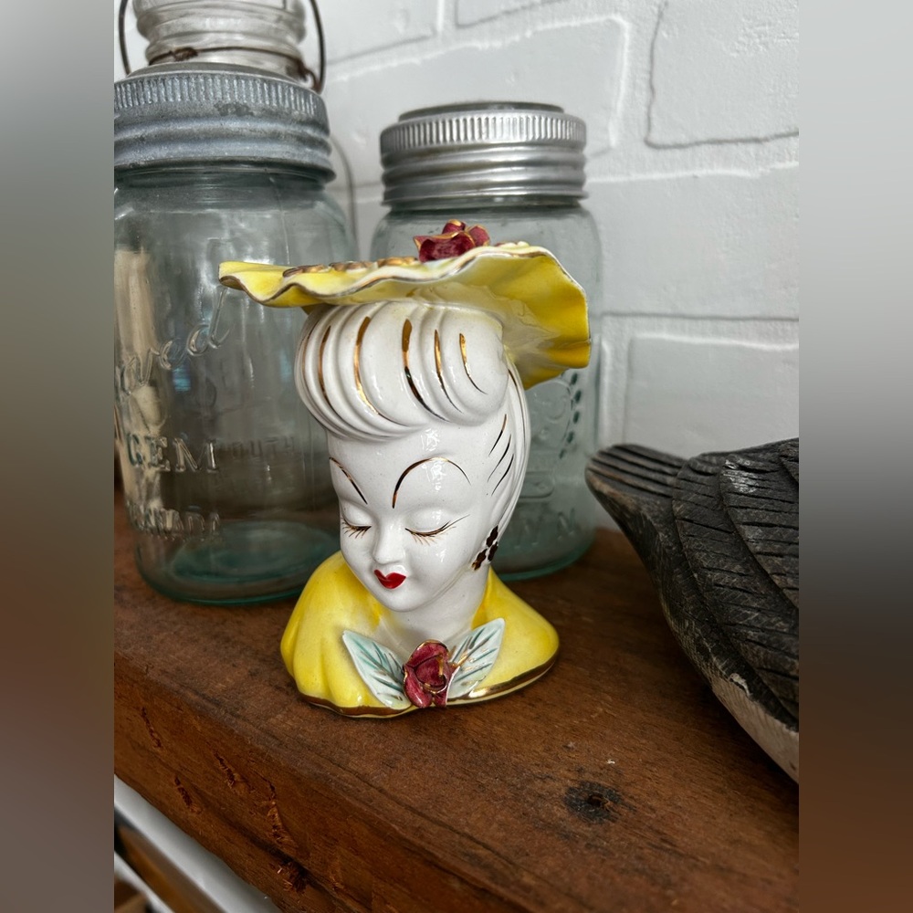 Vintage Lefton porcelaine vase tête de femme / Lady head vase